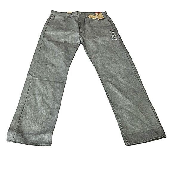Levis 501 Jeans Mens 36x32 Grey Denim Button Fly NEW - Picture 2 of 9